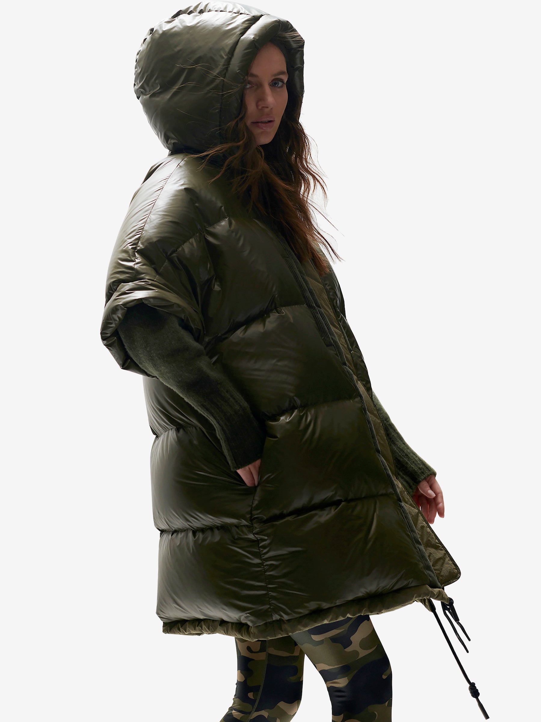 Holden Outerwear Long Down Vest - Olive — lifestyle context