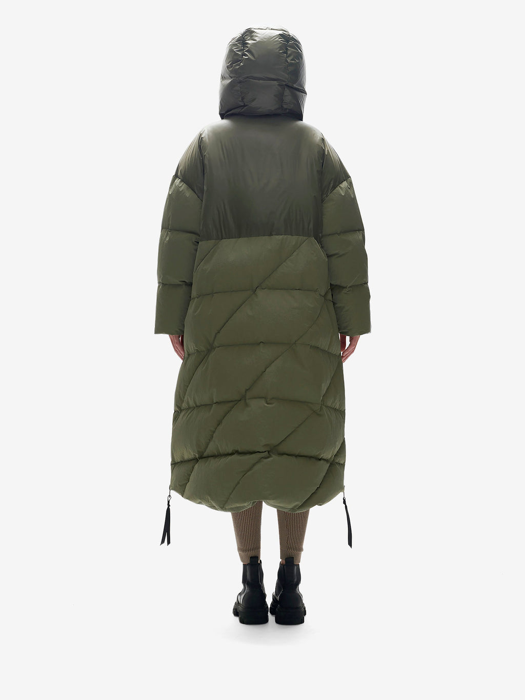 Holden Outerwear Long Down Puffer - Stone Green — detail close-up