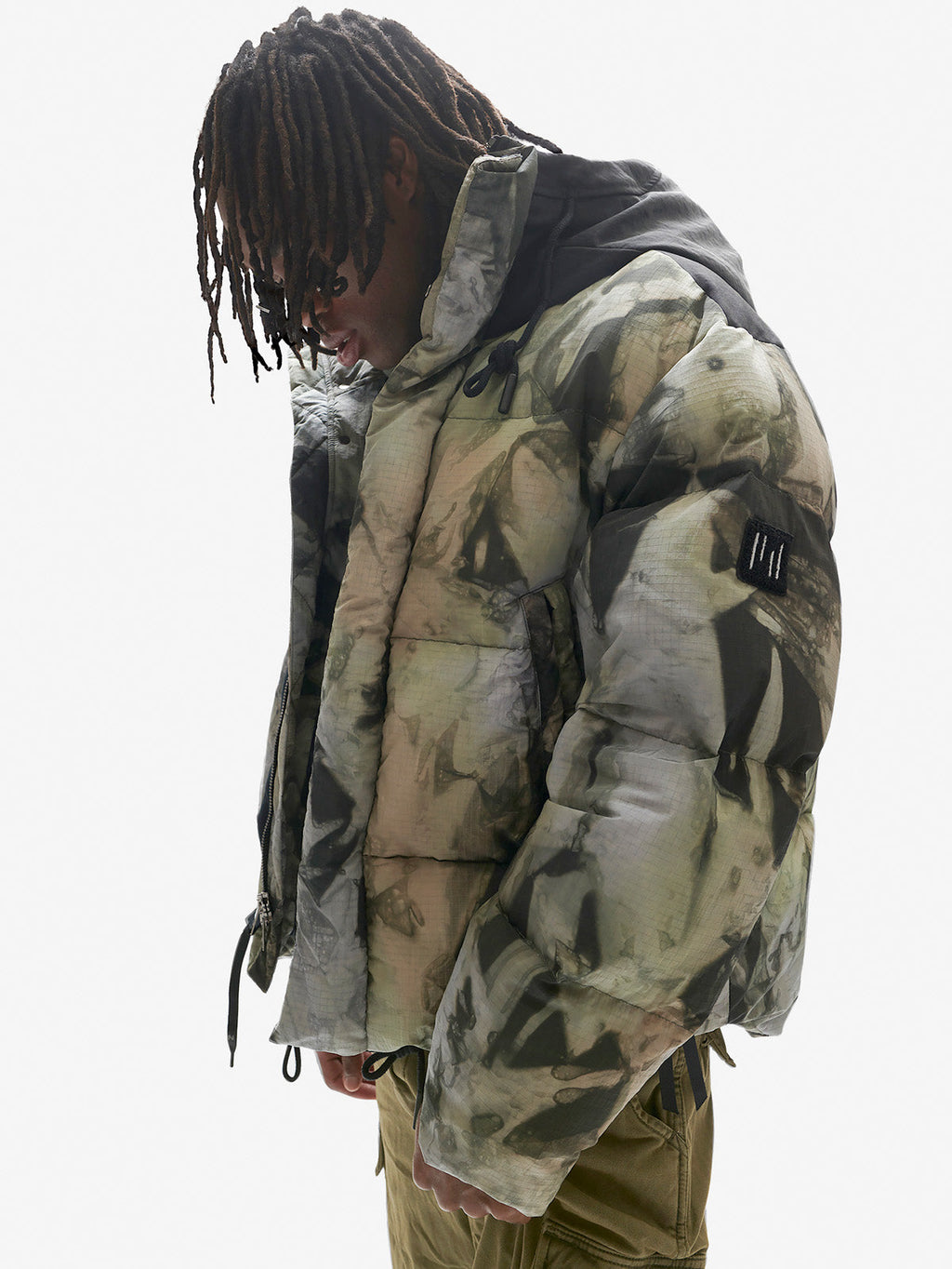 Holden Outerwear Fowler Down Jacket - Rekall Tie — detail close-up
