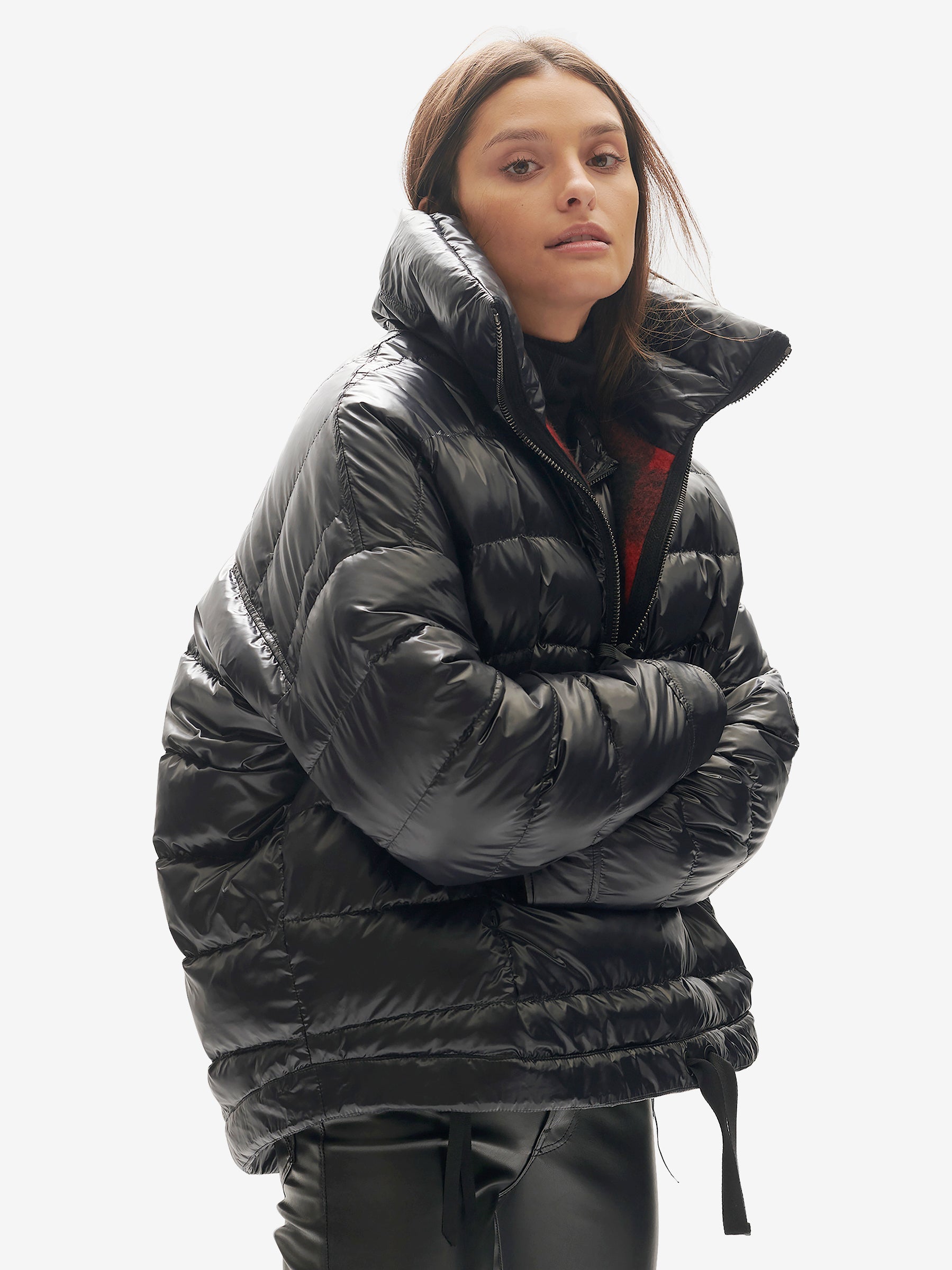 Holden Outerwear Reversible Wool Half Zip Puffer - Black Plaid — side view