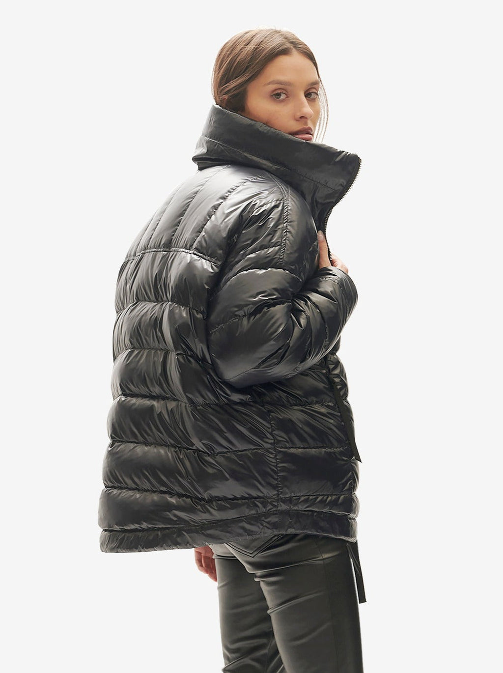Holden Outerwear Reversible Wool Half Zip Puffer - Black Plaid — lifestyle context