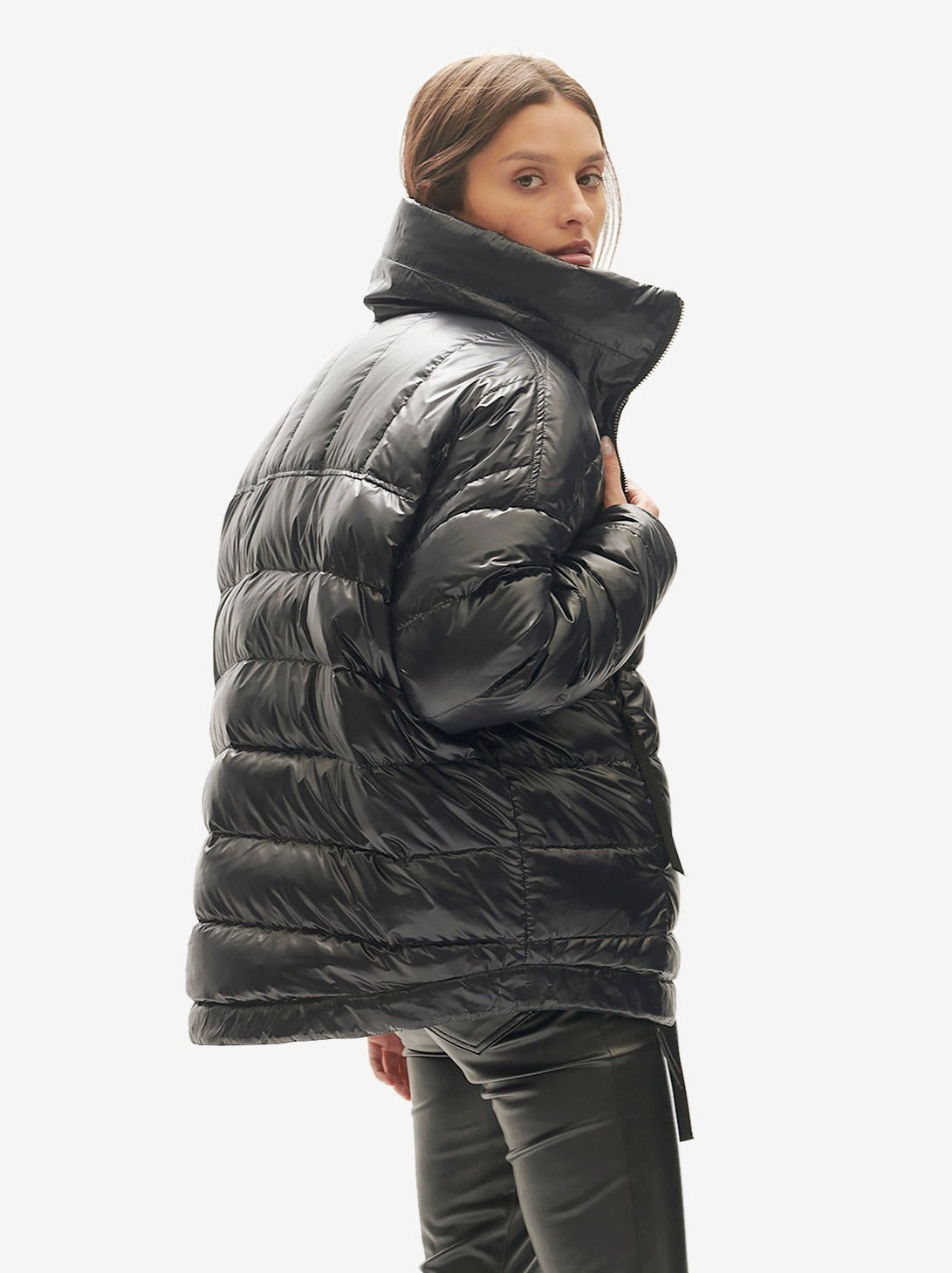 Holden Outerwear Reversible Wool Half Zip Puffer - Black Plaid — lifestyle context