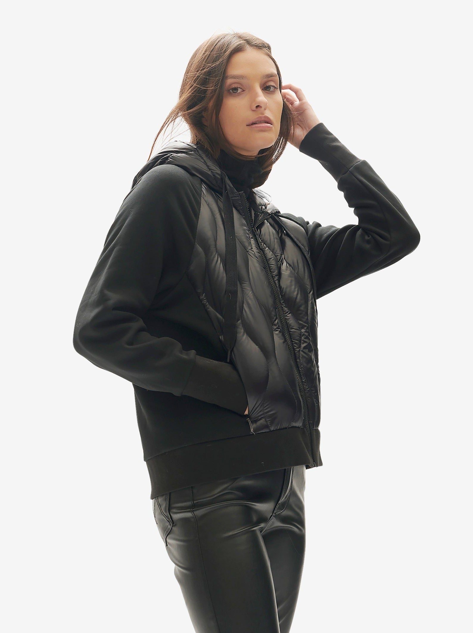 Holden Outerwear Down Zip Hoodie - Black — main product shot