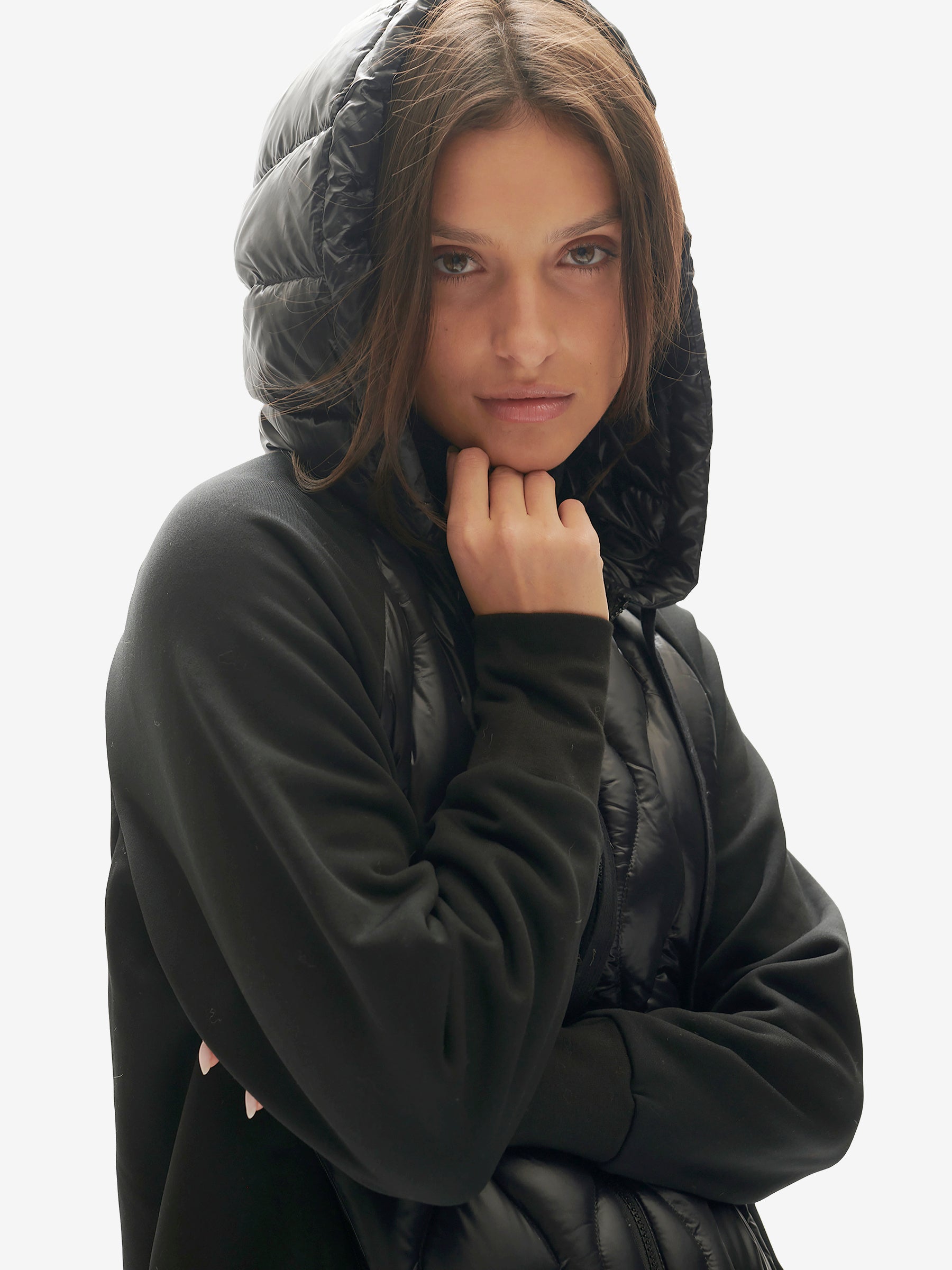 Holden Outerwear Down Zip Hoodie - Black — side view