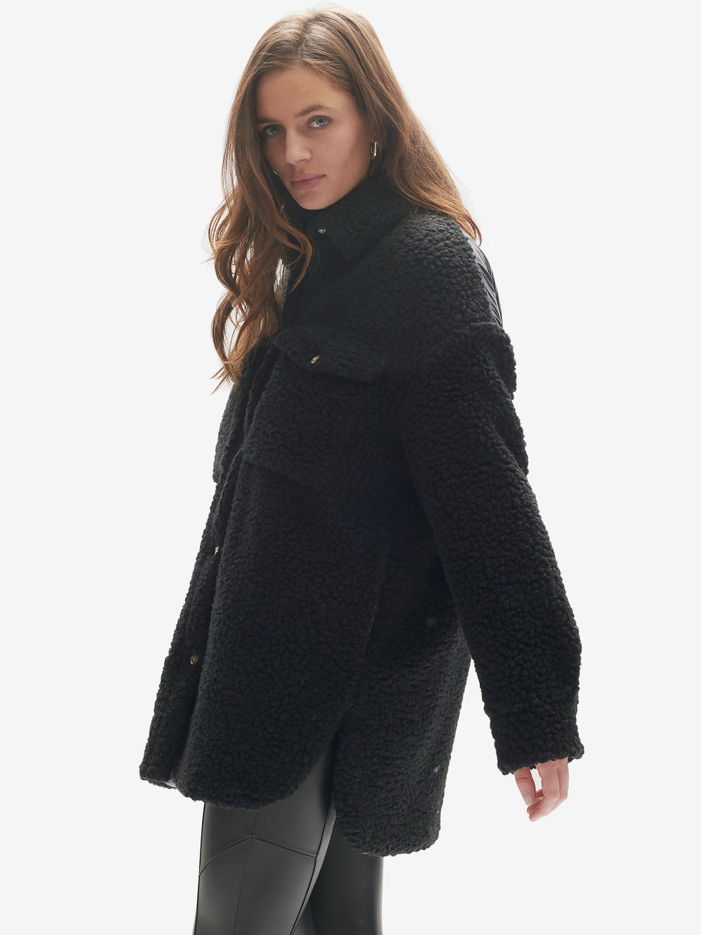 Holden Outerwear Padded Wool Sherpa Shirt Jacket - Black — outerwear jackets category context