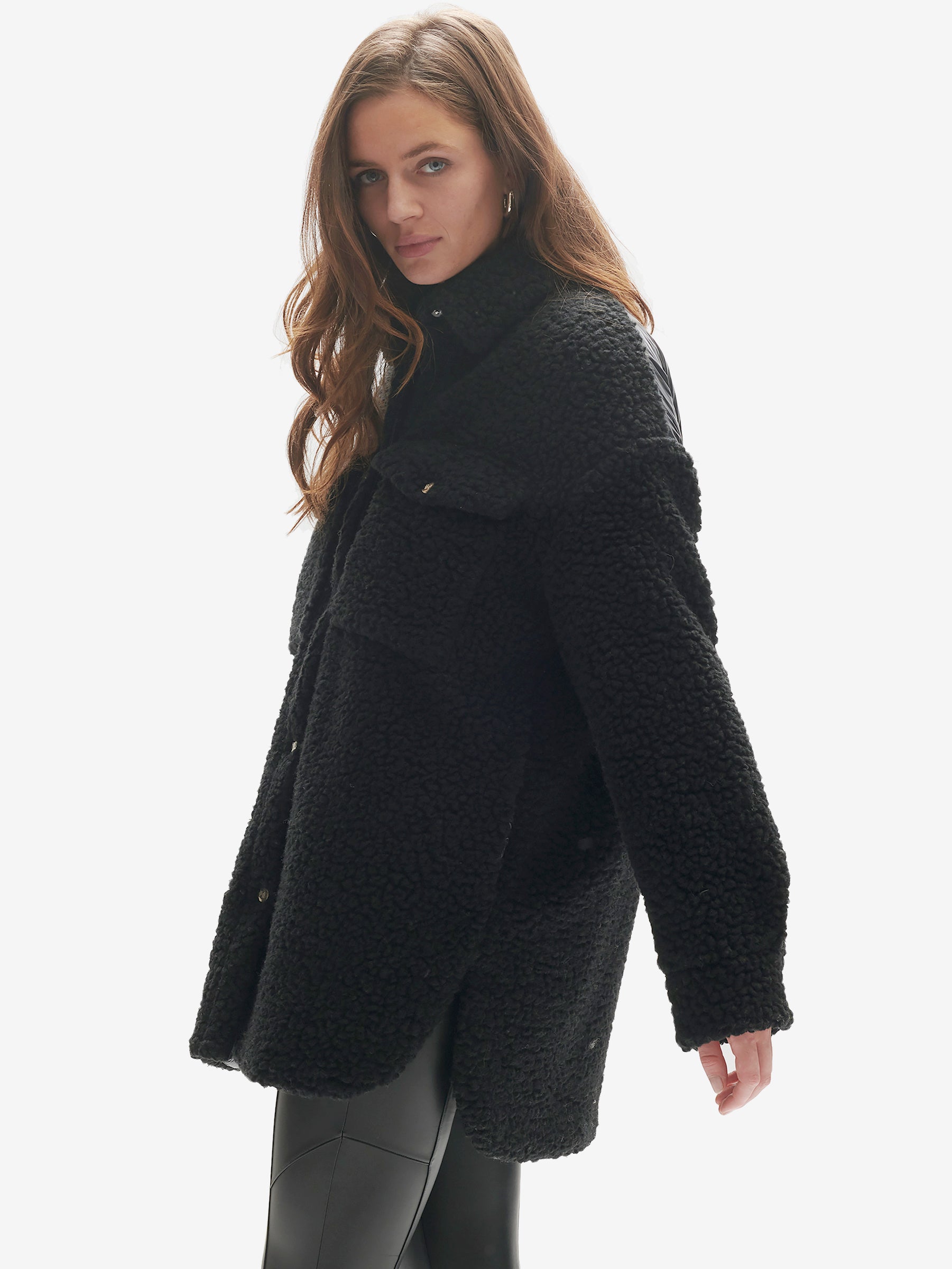 Holden Outerwear Padded Wool Sherpa Shirt Jacket - Black — outerwear jackets category context