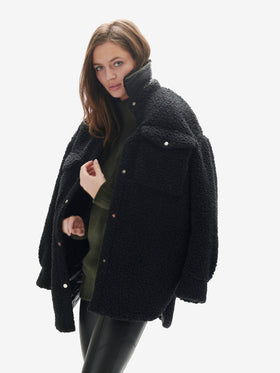 Holden Outerwear Padded Wool Sherpa Shirt Jacket - Black