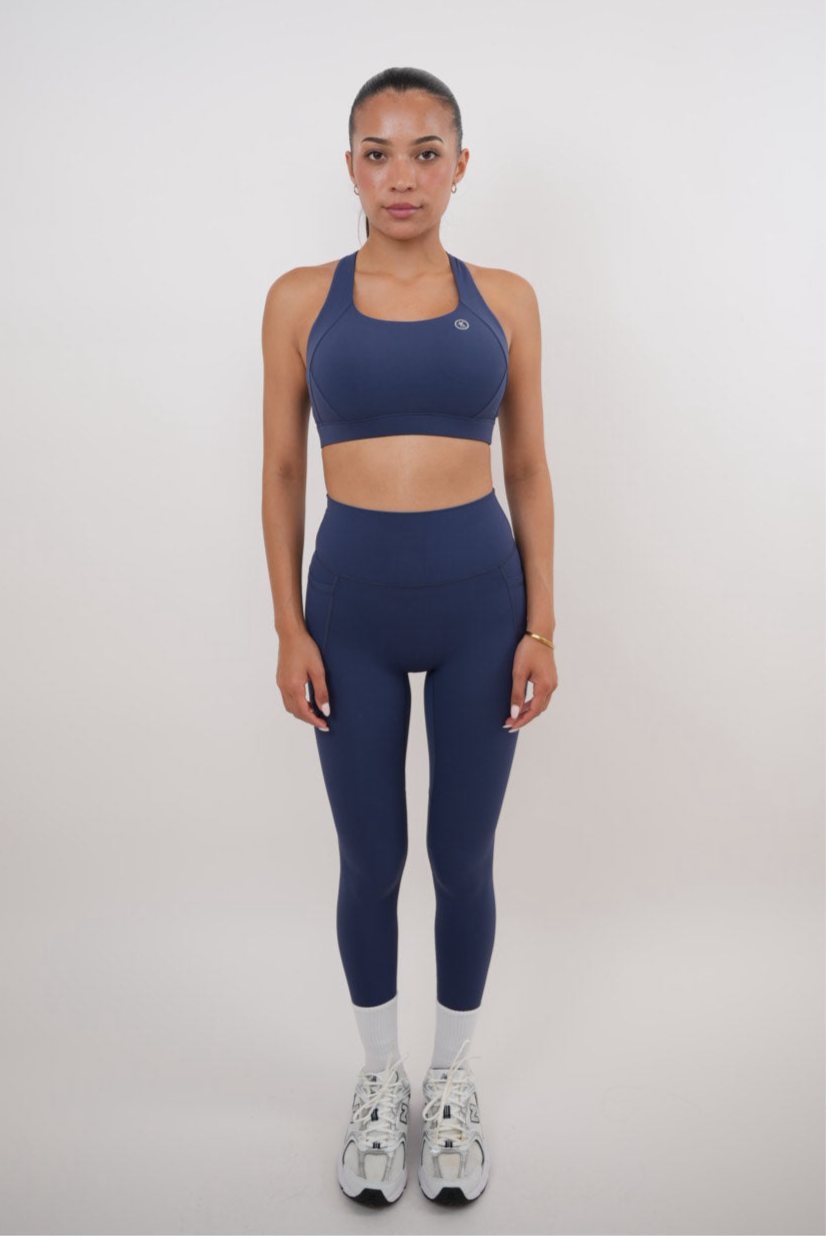 KIMITH BRAND I Am Glowing Navy Blue Quick Dry Butter Legging — lifestyle context