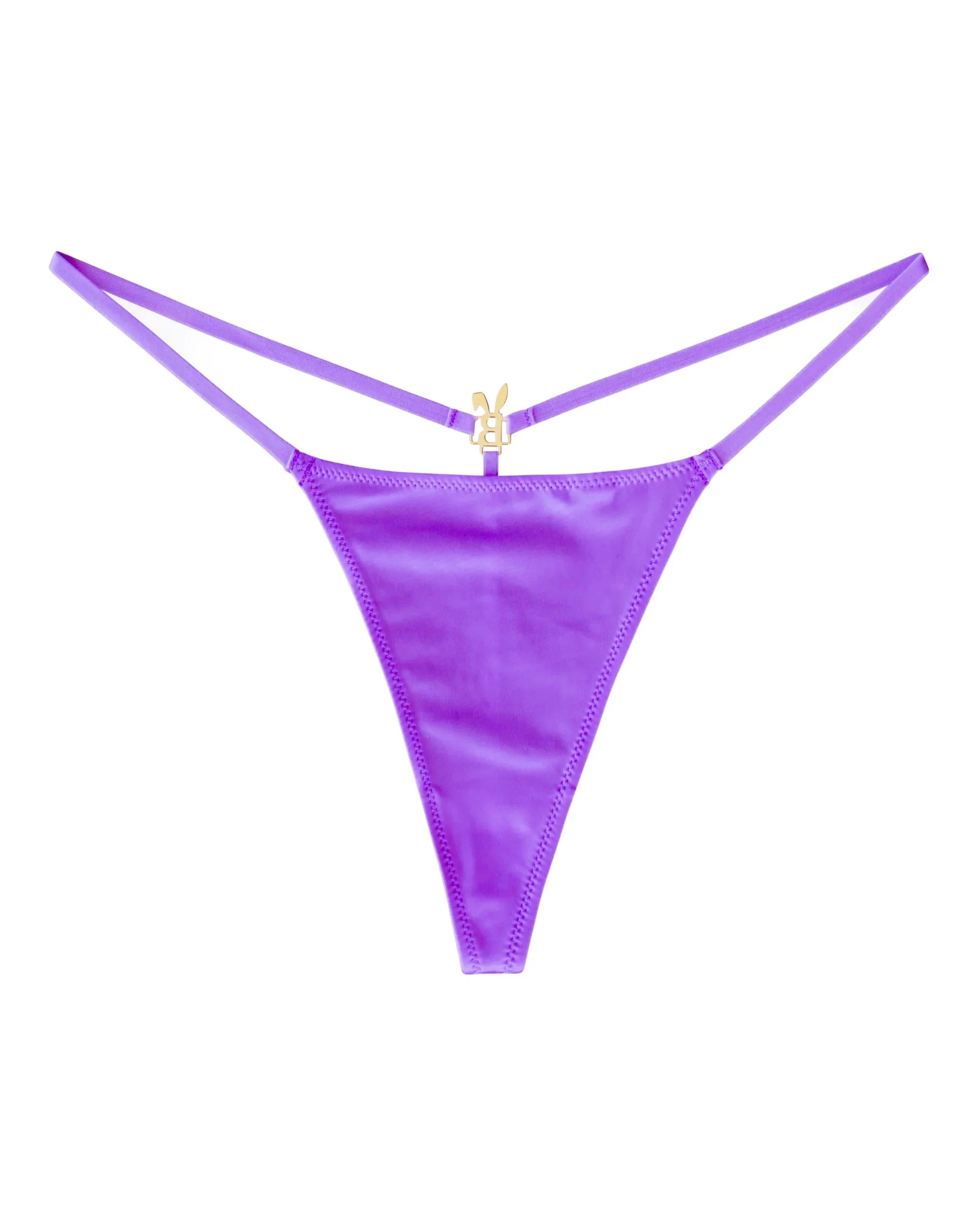 BUNNIES ROOM G-STRING IN PURPLE — detail and construction