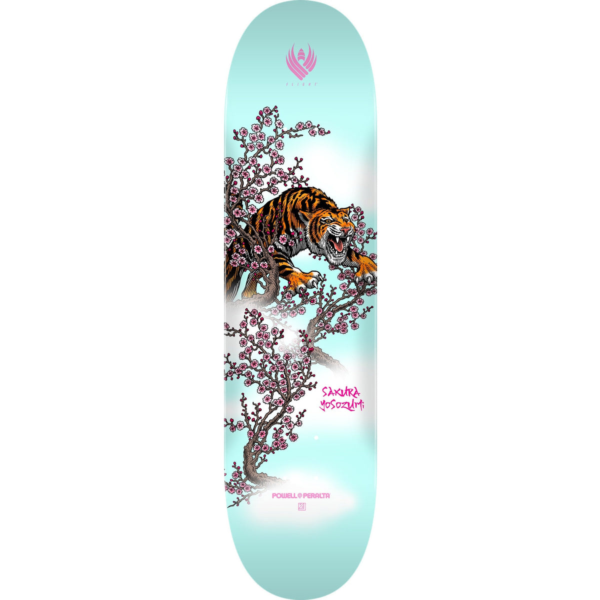 Powell Peralta Pro Yosozumi Samurai Tiger Flight Skateboard Deck - 8.25″ Lt Blue by Skates USA