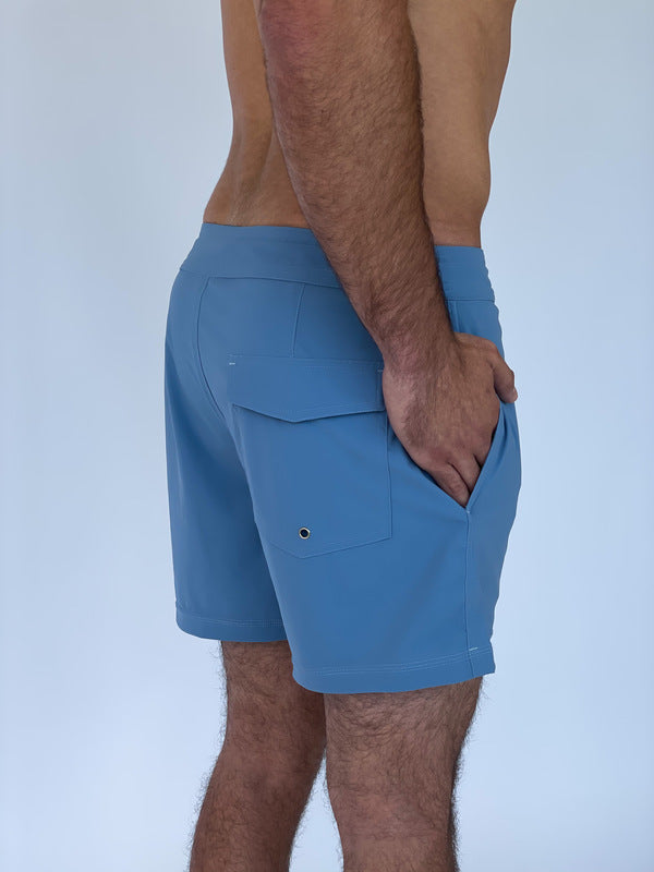 Beau Swim Laguna Shorts - Blue — branding close-up