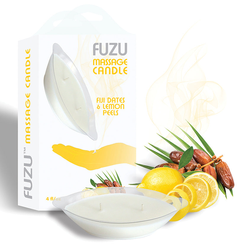 Love Spark Cove | Intimate Apparel, Pleasure Shop & Free Shipping Fuzu Massage Candle-Fiji Dates & lemon Peels — main product