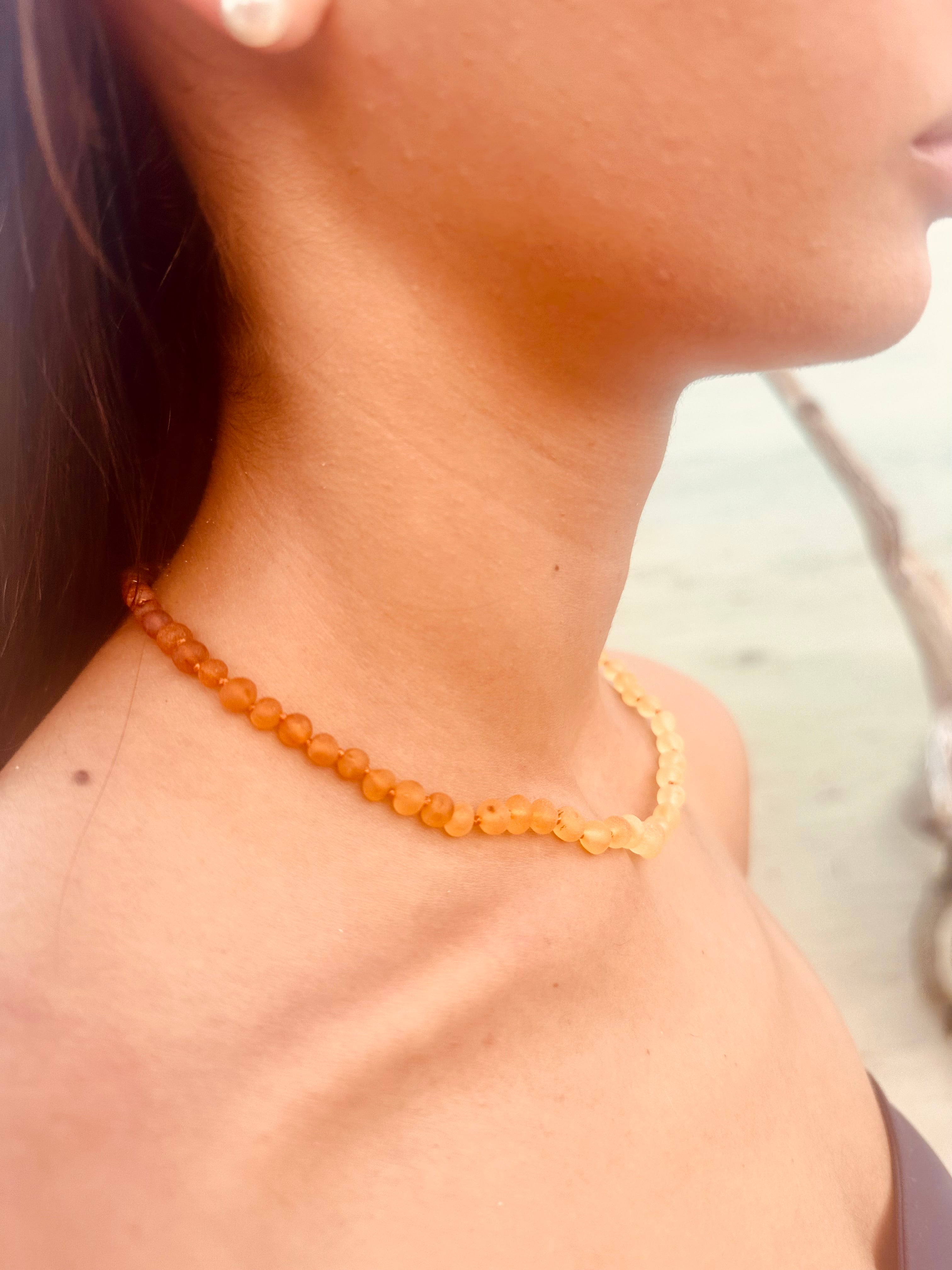 CanyonLeaf Raw Baltic Amber + Sunflower || Necklace || — detail shot 10
