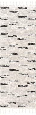 Riad Black Striped White Rug with Tassels – Boutique Rugs, view 9