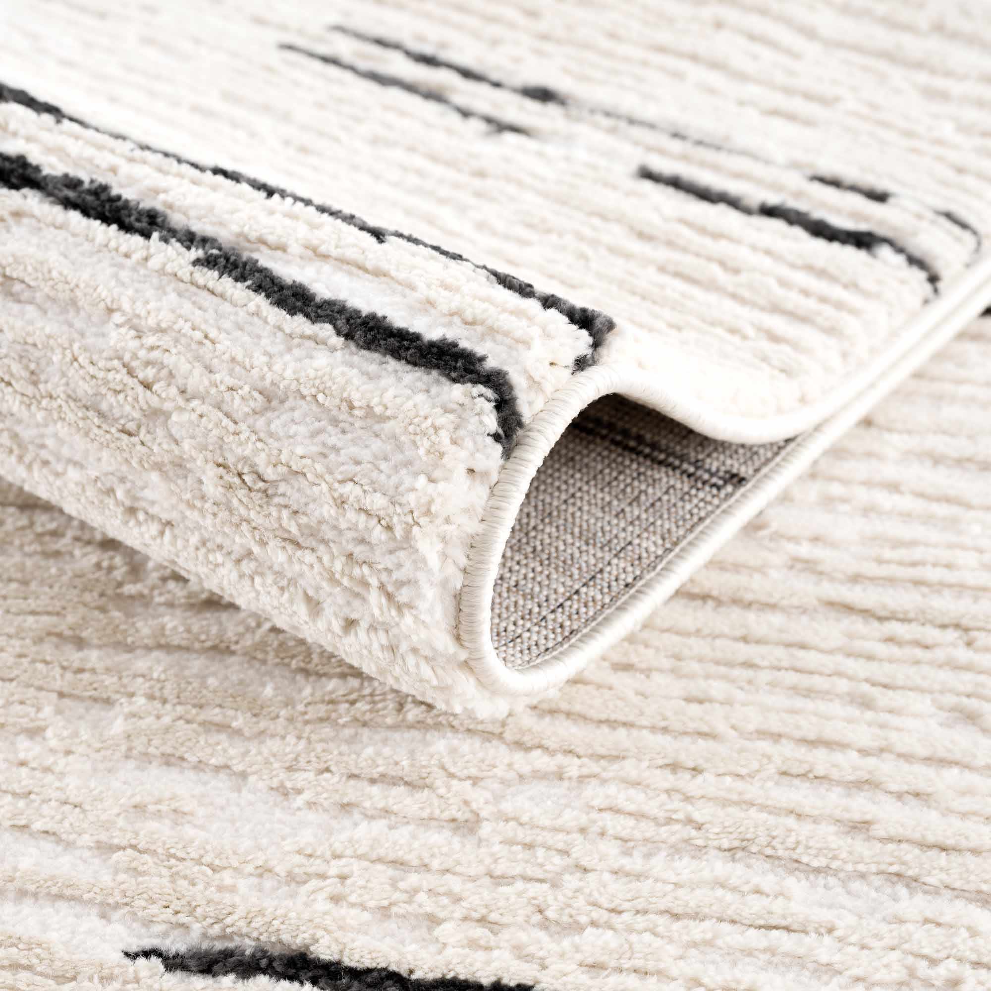 Riad Black Striped White Rug with Tassels – Boutique Rugs, view 7