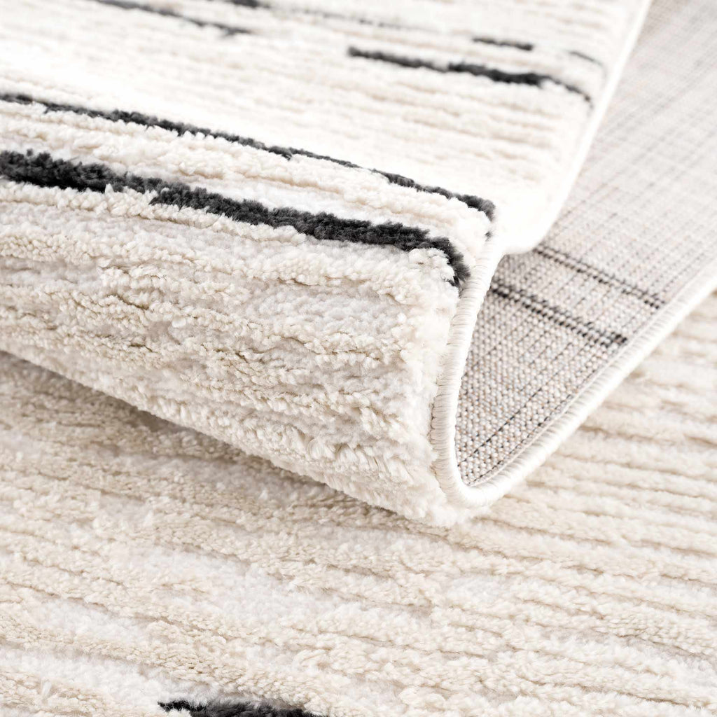 Riad Black Striped White Rug with Tassels – Boutique Rugs, view 14
