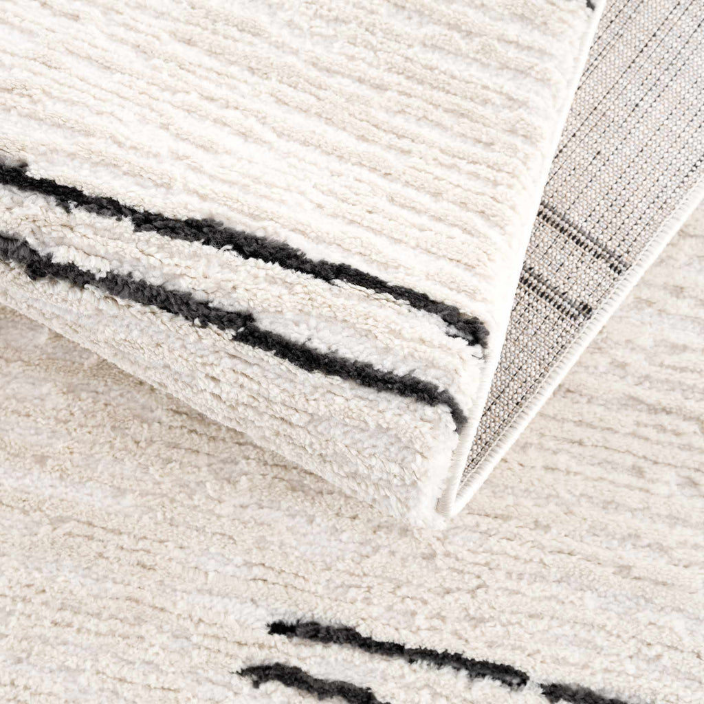 Riad Black Striped White Rug with Tassels – Boutique Rugs, view 16