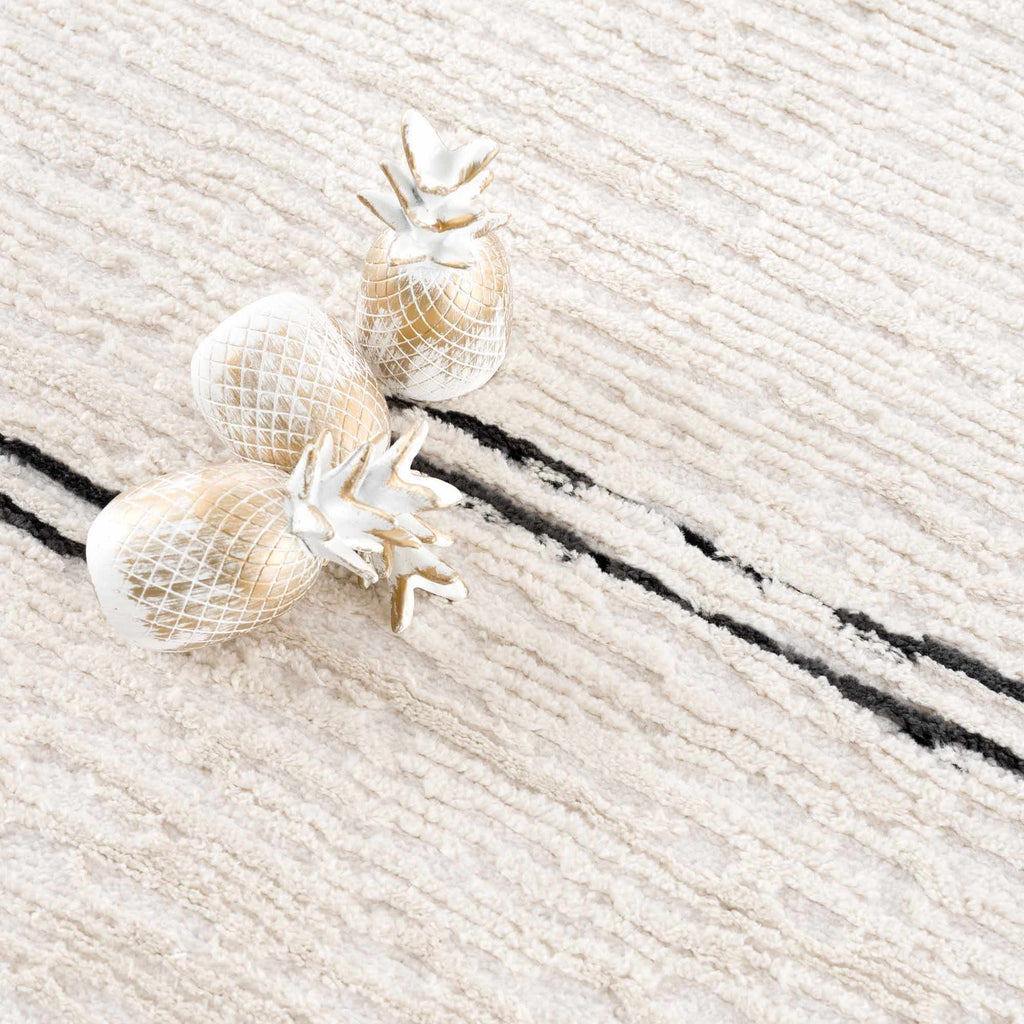 Riad Black Striped White Rug with Tassels – Boutique Rugs, view 10