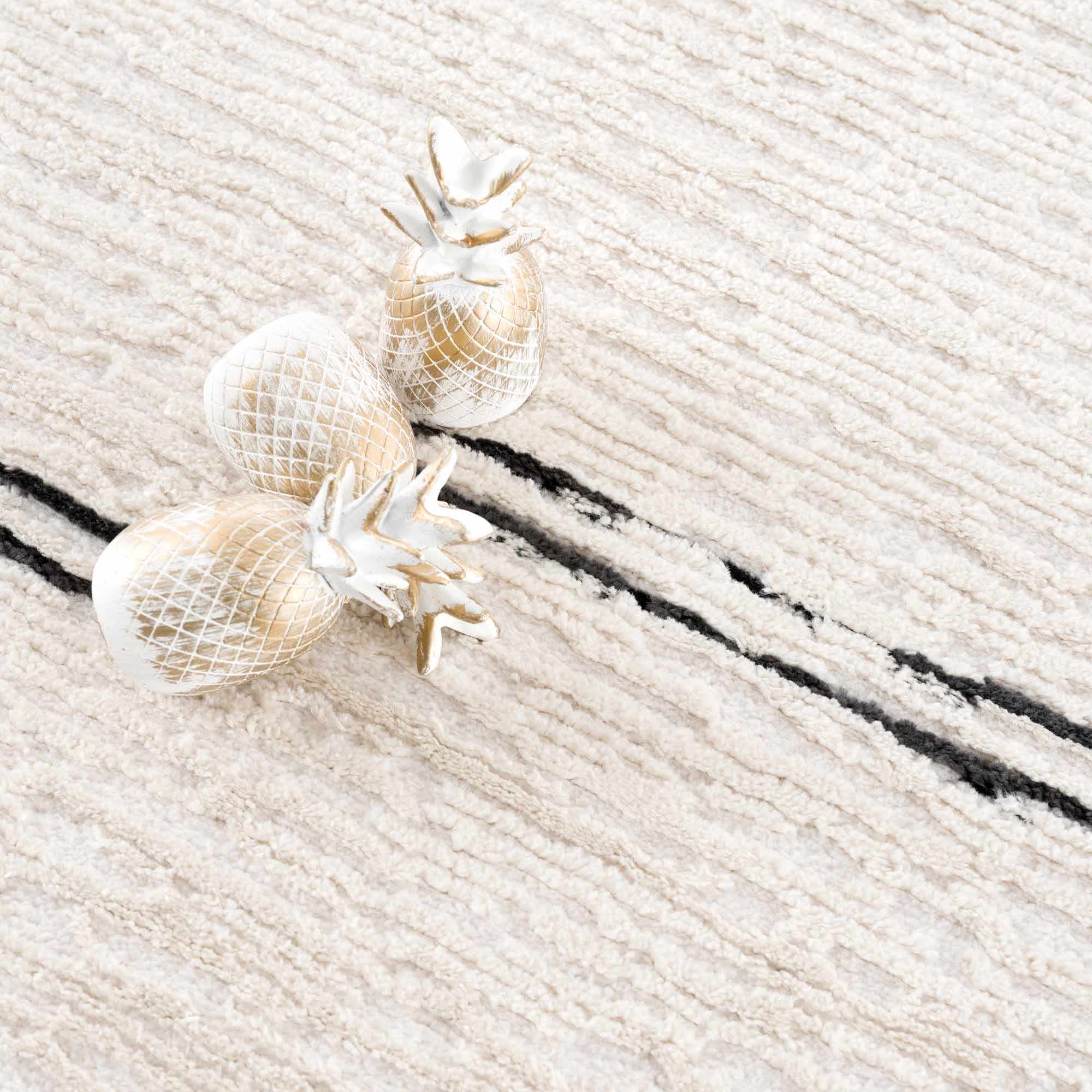 Riad Black Striped White Rug with Tassels – Boutique Rugs, view 10