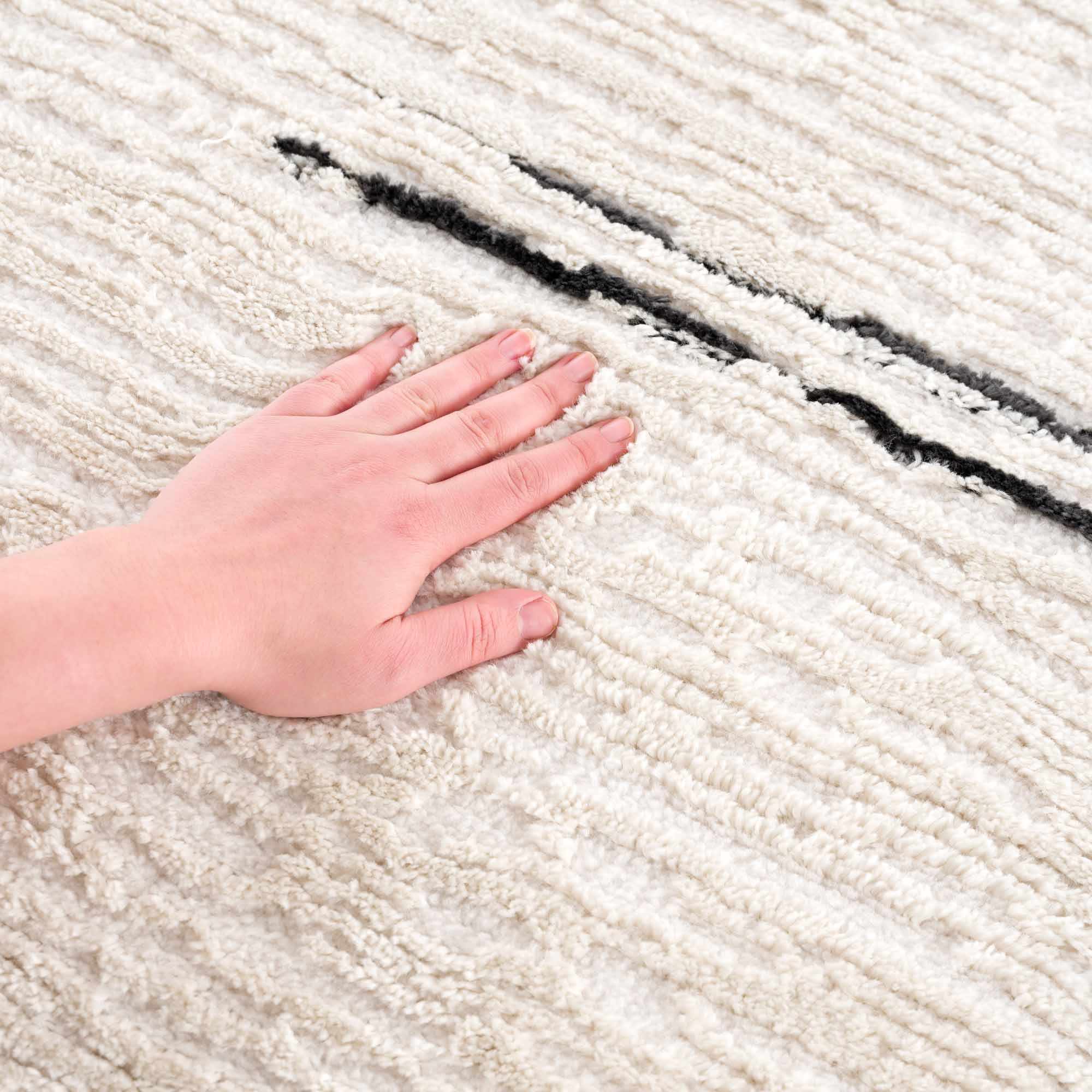 Riad Black Striped White Rug with Tassels – Boutique Rugs, view 12