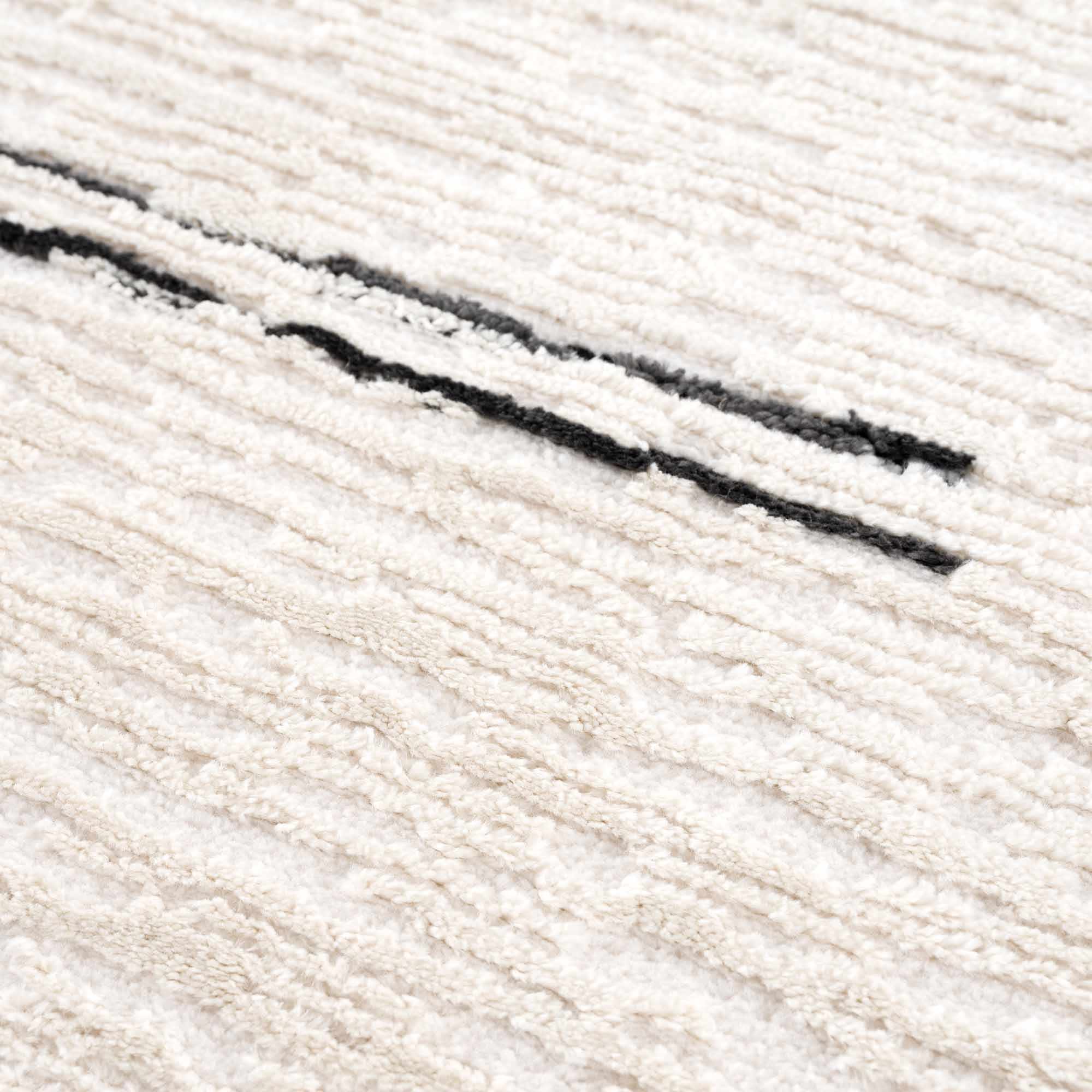 Riad Black Striped White Rug with Tassels – Boutique Rugs, view 17