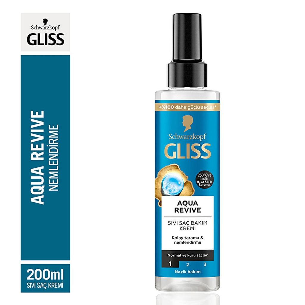 Gliss Aqua Revive Hyaluronic Acid Hair Moisturizer with Seaweed Extract - 6.76 fl oz Leave-In Treatment for Dry Hair