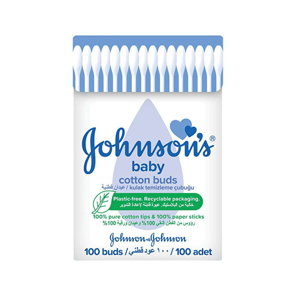 Johnson's Baby Cotton Swabs - 100% Soft Cotton Buds for Gentle Baby Hygiene, Ear Cleaning & Safe Application - 100 Count