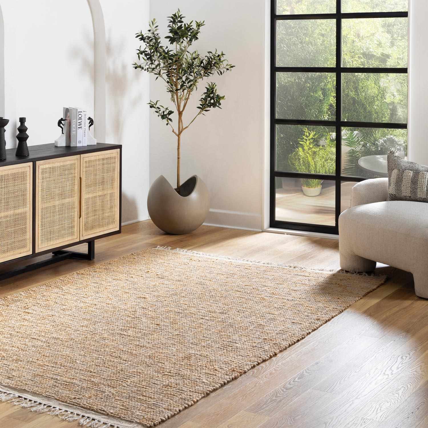 Lonut Checkered Jute Area Rug - Clearance – Boutique Rugs, view 2