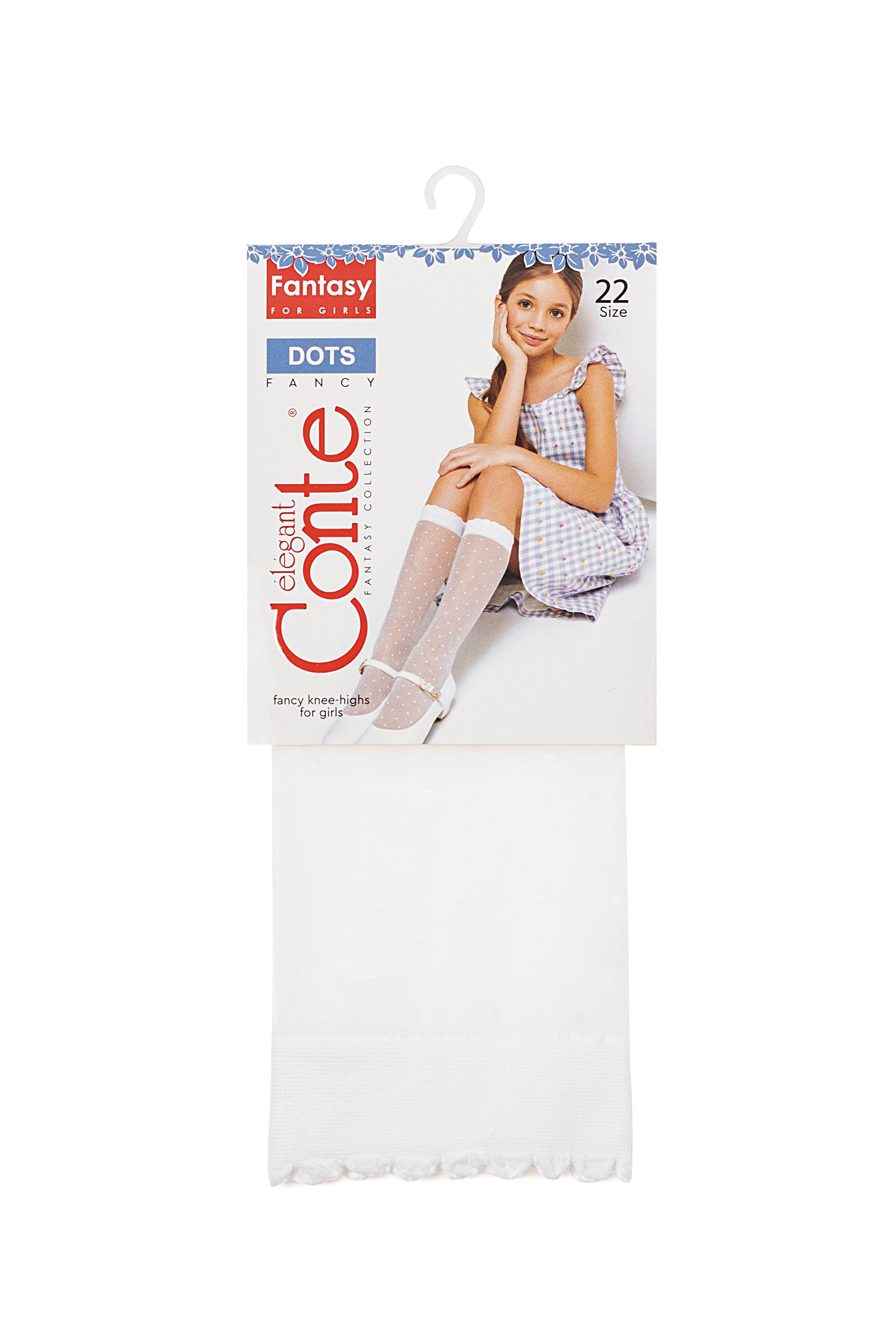 TheRanok.com Conte Knee-Highs for girls Dots 20 Den — side view