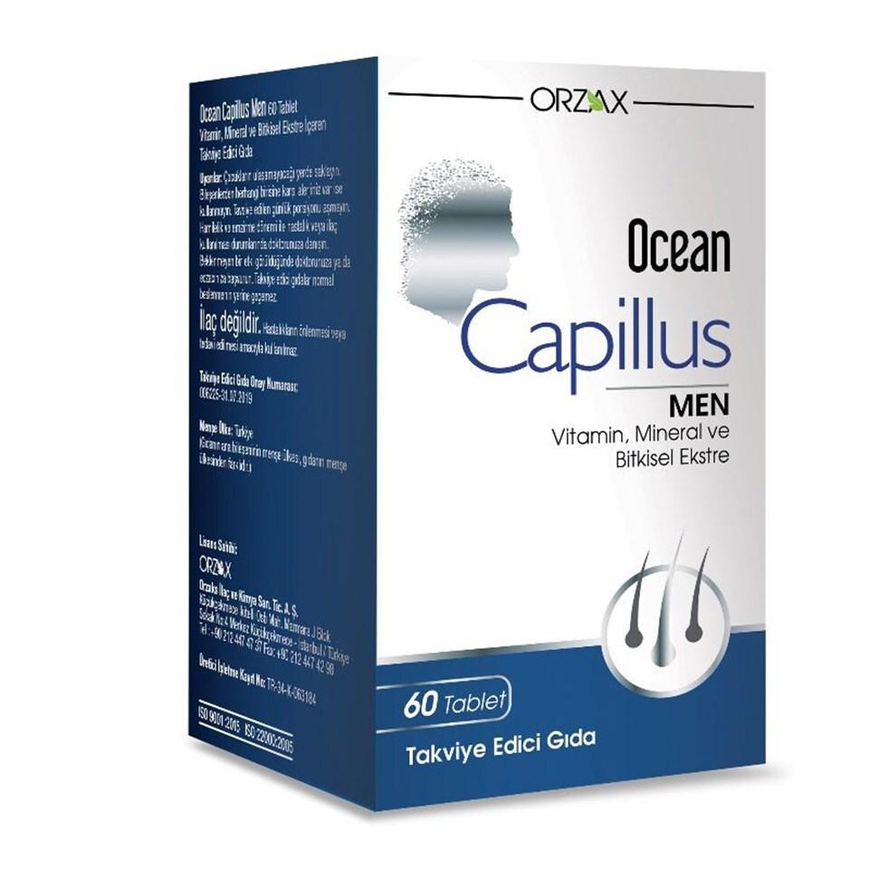Ocean Capillus Men Dietary Supplement for Hair Loss Support - 60 Tablets with Saw Palmetto, Biotin, and Zinc