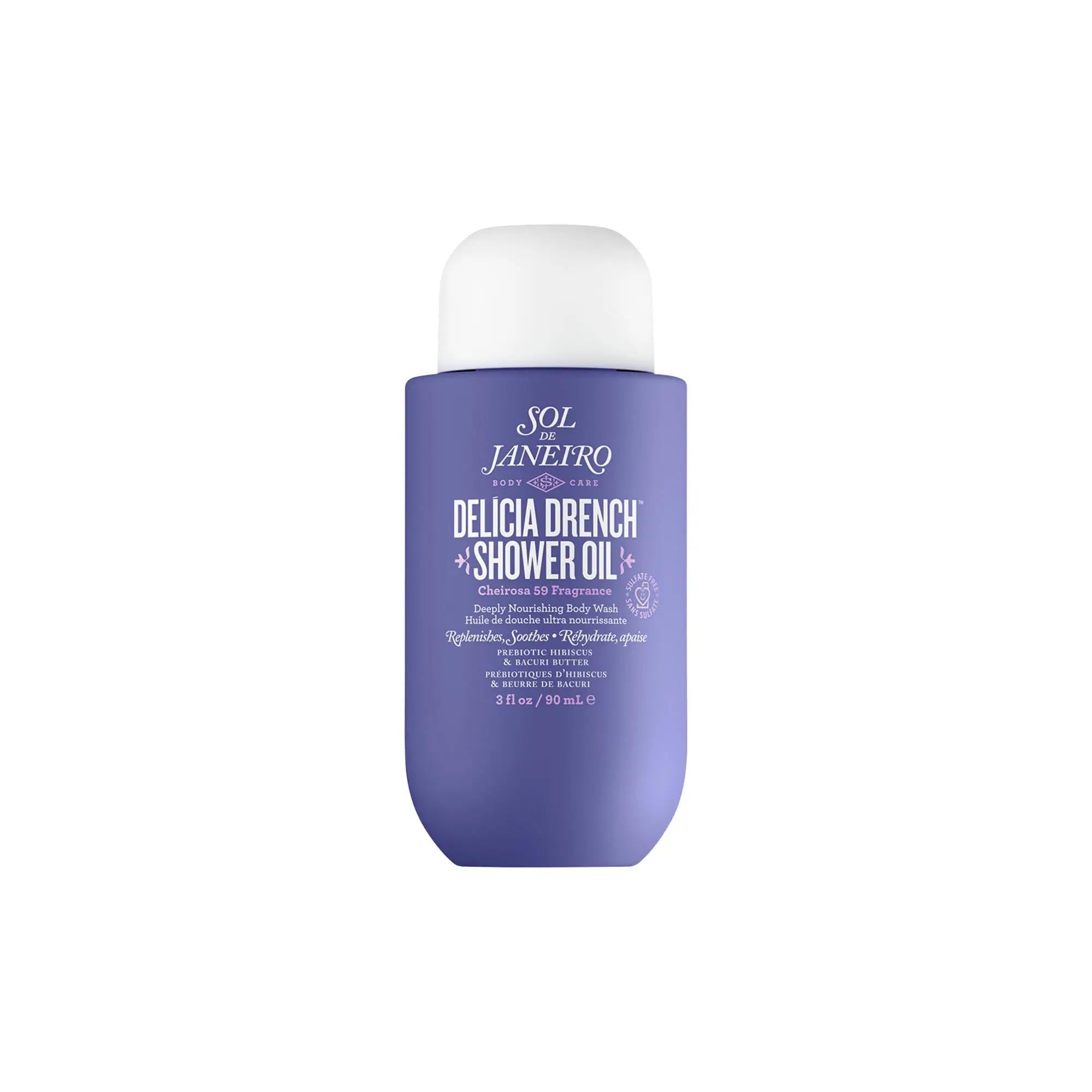 Del’cia Drenchª Moisturizing Shower Oil for Dry Skin - Luxurious Oil-to-Foam Body Wash with Microbiome Support