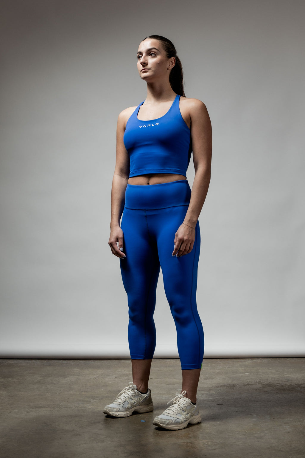 Varlo Women's SOHO Cross Back Crop Tank (Neo Blue) — detail shot 8