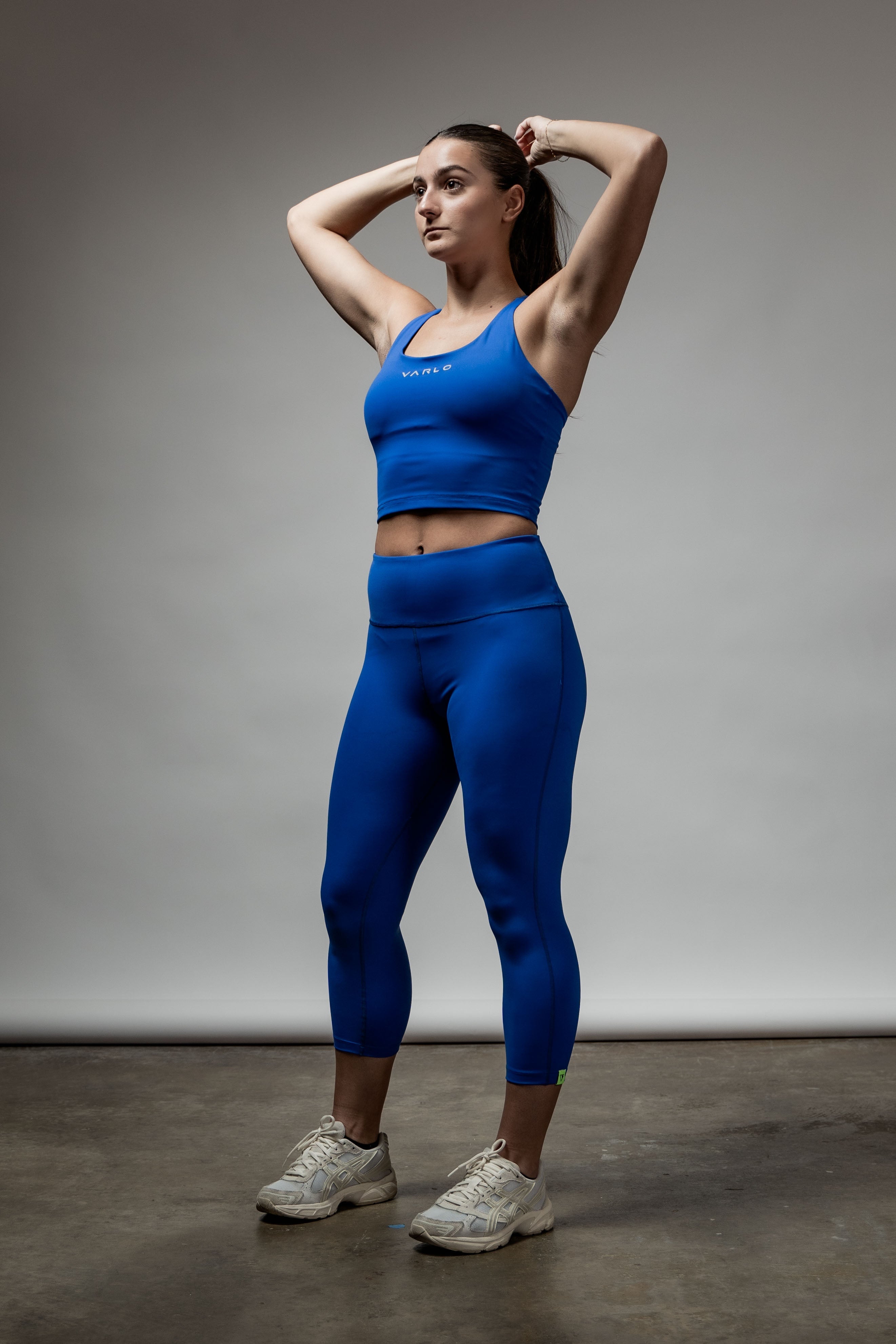 Varlo Women's SOHO Cross Back Crop Tank (Neo Blue) — detail shot 10