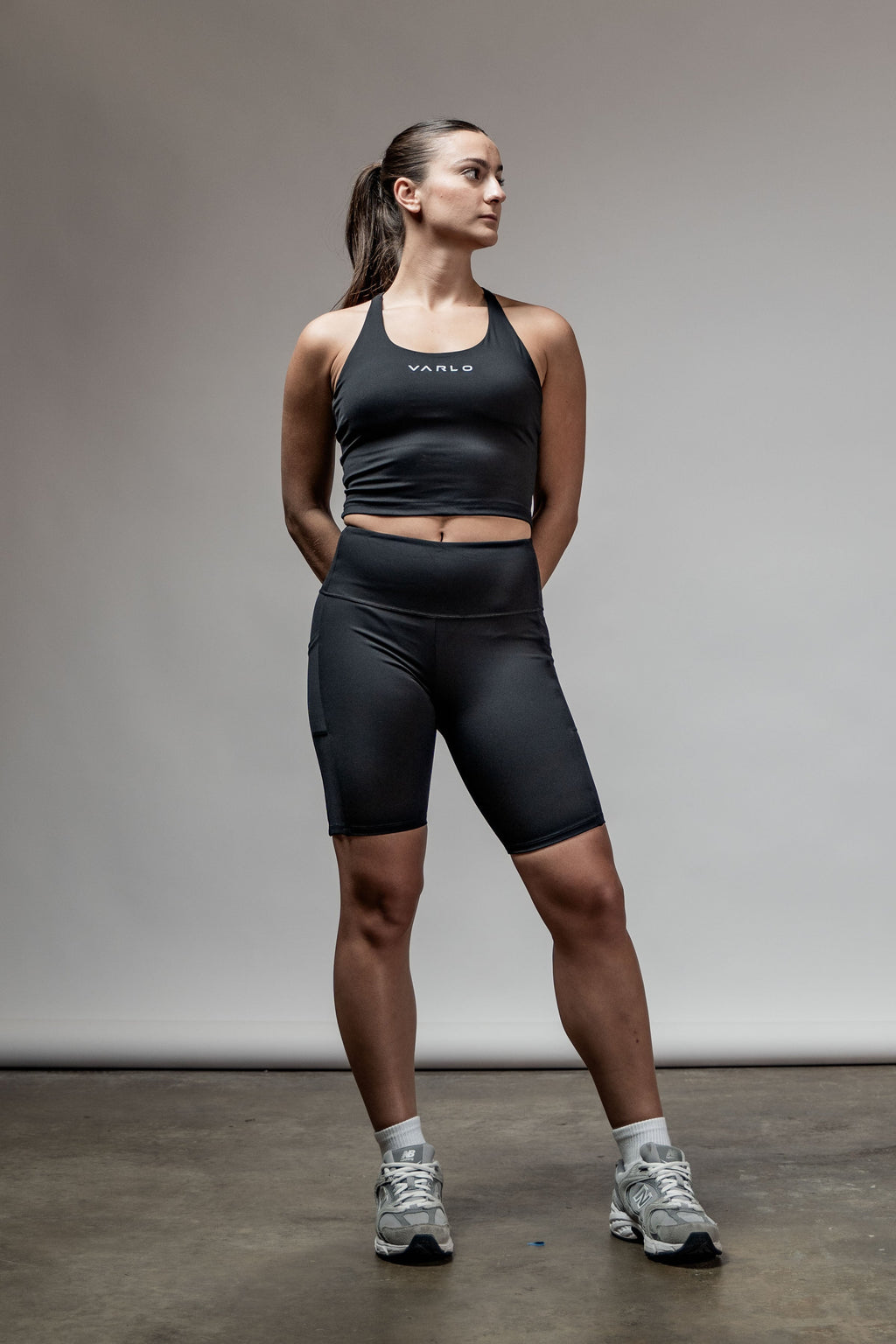 Varlo SOHO Women's Technical High Rise Shorts 8" (Black) — detail shot 7