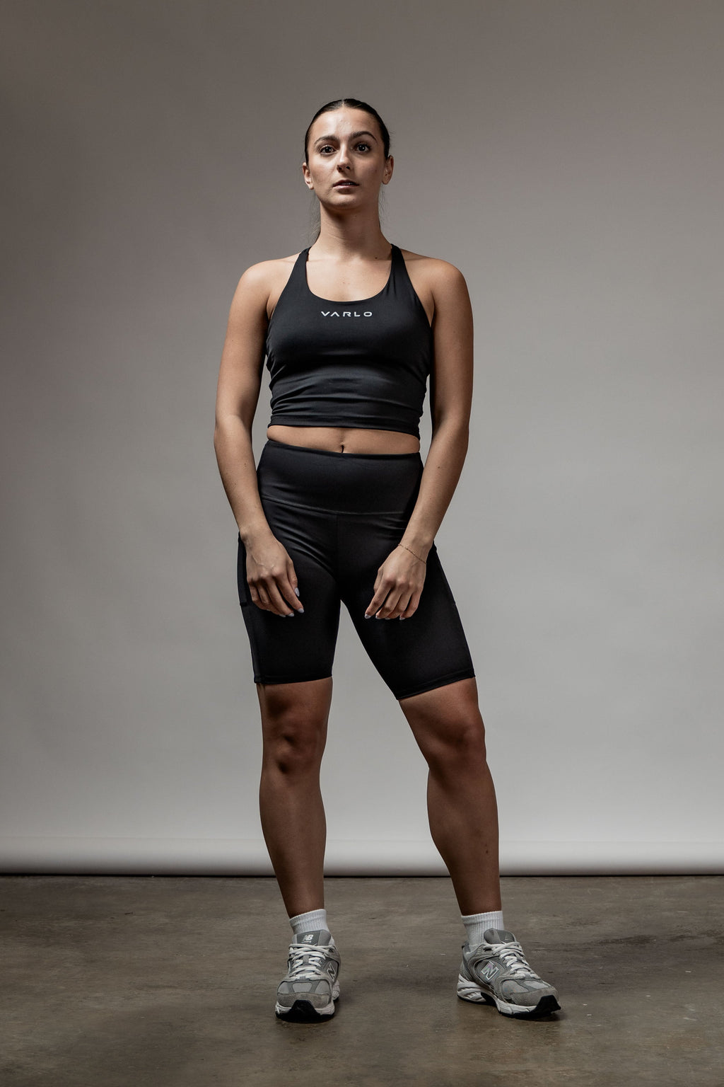 Varlo Varlo SOHO Women's Technical High Rise Shorts 8" (Black) — fabric or material detail