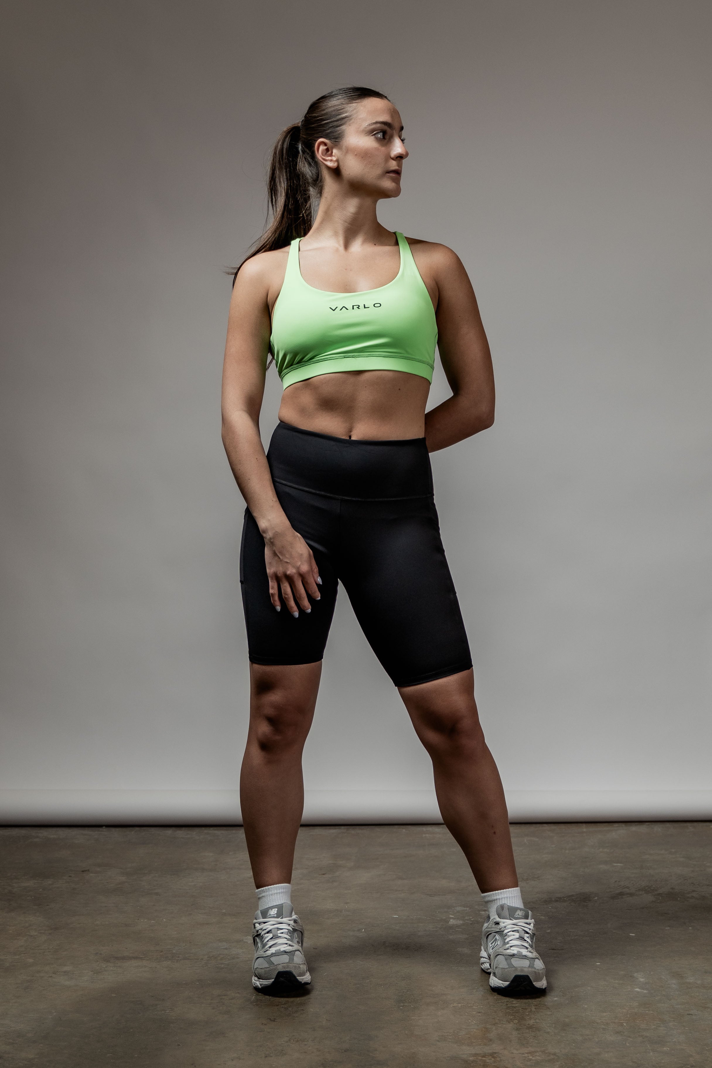 Varlo SOHO Women's Technical High Rise Shorts 8" (Black) — shorts category context