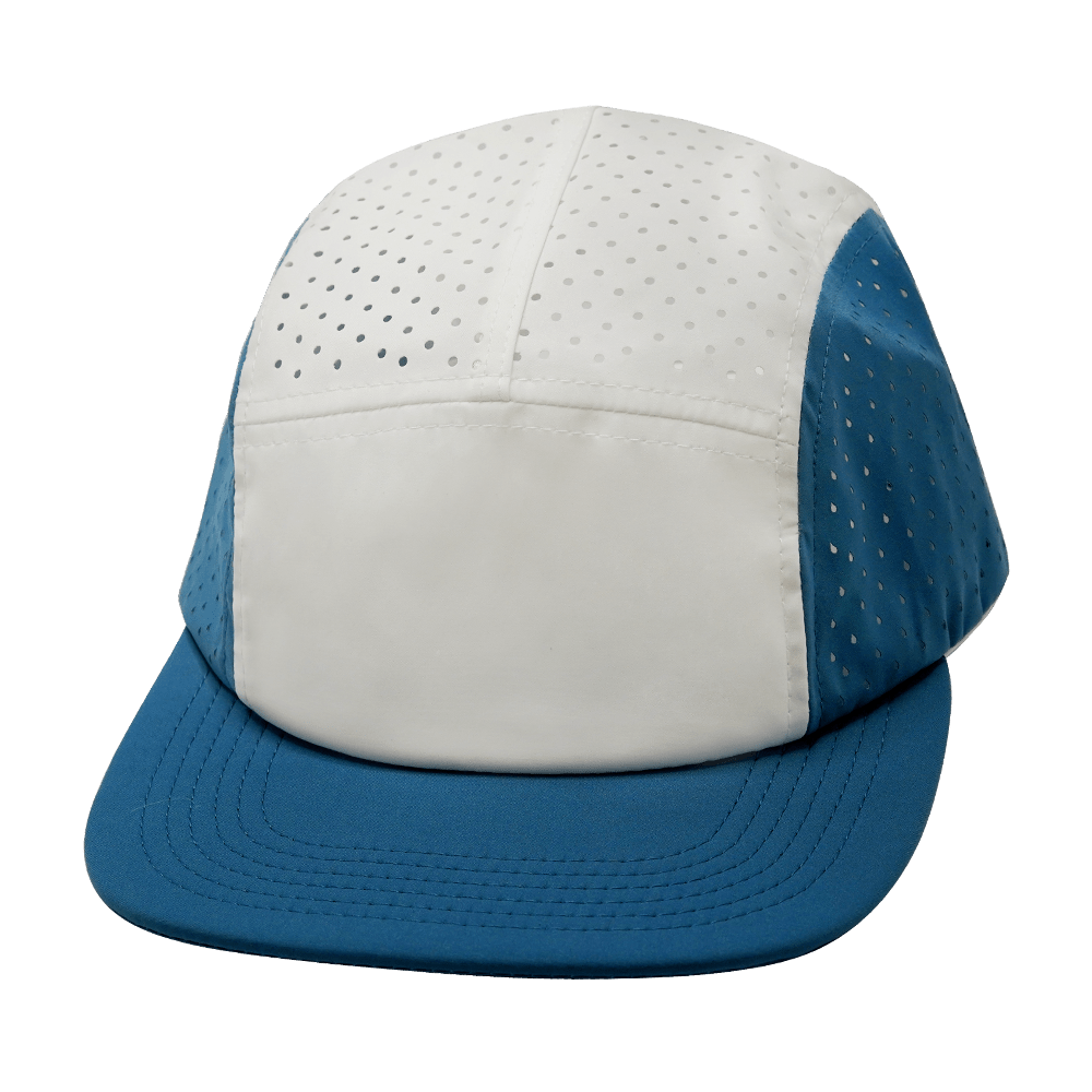 The Heartbeat Brand Blank 5 Panel Hat — Sporty / Unstructured / Pony Tail / Light Blue /  White… — main product shot