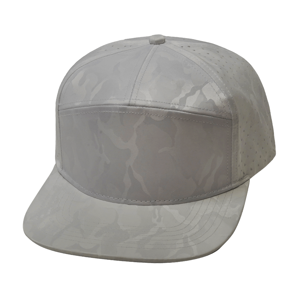 The Heartbeat Brand Blank 7 Panel Hat — White Camo (Unisex) — main product shot