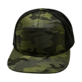 The Heartbeat Brand Blank 7 Panel Hat — Green Camo / Black (Unisex) — main product shot