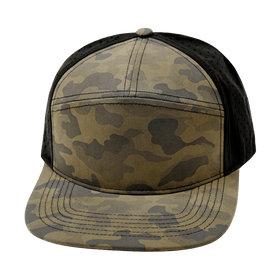 Blank 7 Panel Hat — Mocha Camo / Black (Unisex)