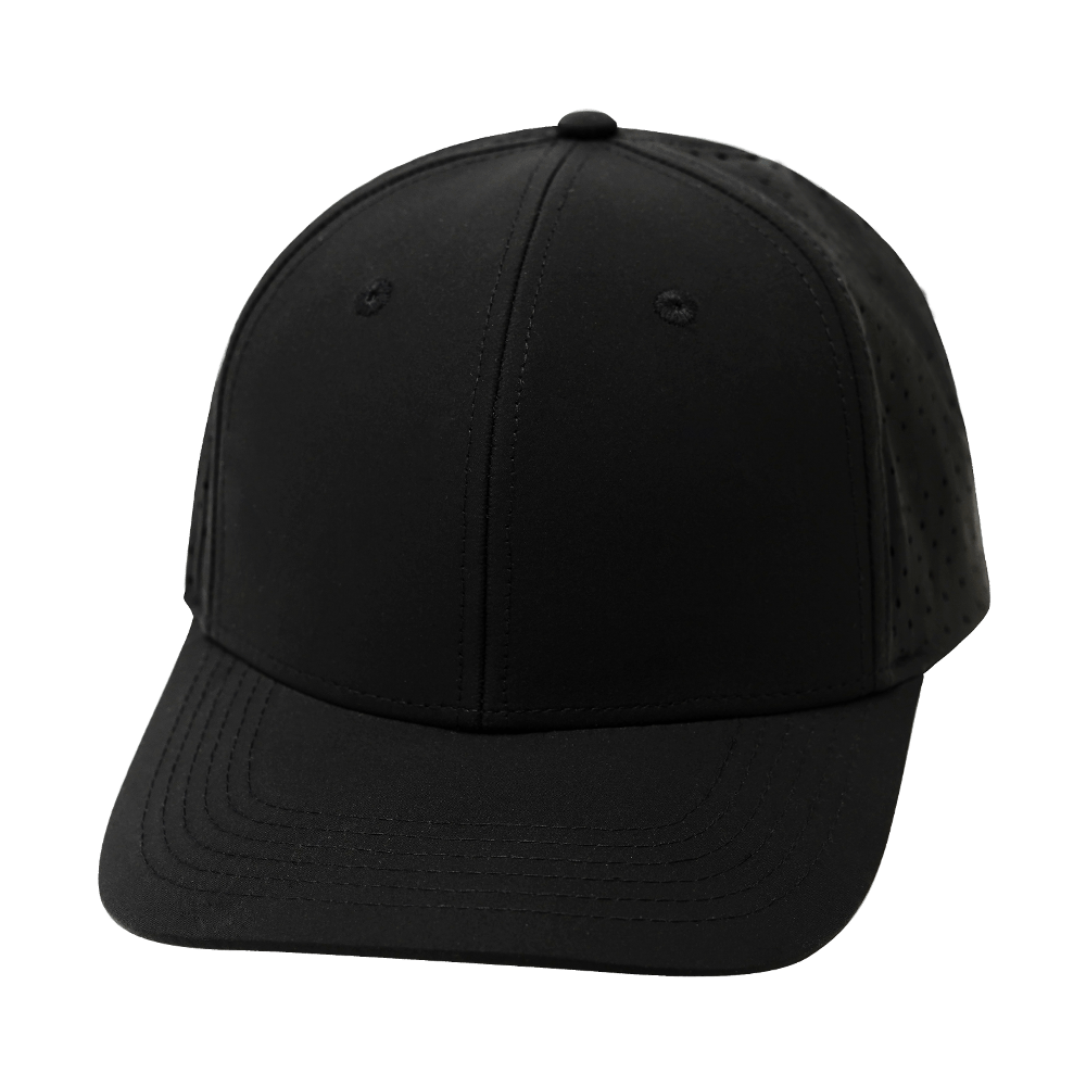 The Heartbeat Brand Blank 6 Panel Hat — Black (Unisex) — main product shot
