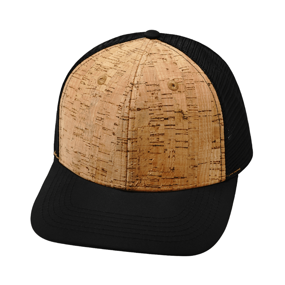 The Heartbeat Brand Blank 6 Panel Hat — Cork Textured Black (Unisex) — main product shot