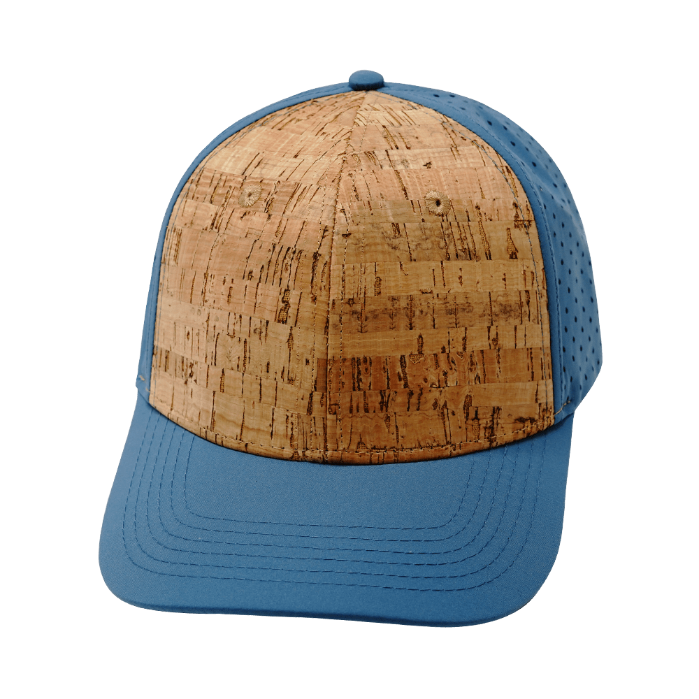 The Heartbeat Brand Blank 6 Panel Hat — Cork Slate Blue (Unisex) — main product shot