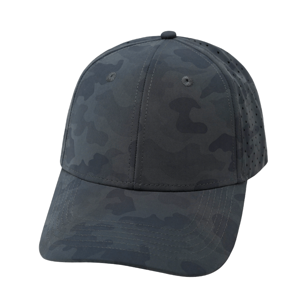 The Heartbeat Brand Blank 6 Panel Hat — Shallow Fit / Dark Camo (Unisex) — main product shot