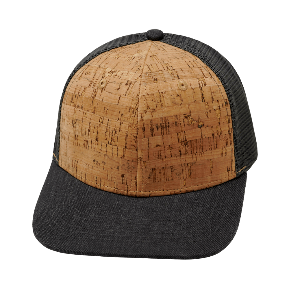 The Heartbeat Brand Blank 6 Panel Hat — Cork Heather Charcoal (Unisex) — main product shot