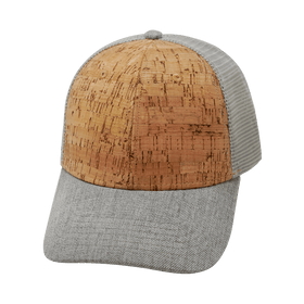 Blank 6 Panel Hat — Cork Shallow Fit / Heather Gray / Gray (Unisex) Trucker Mesh