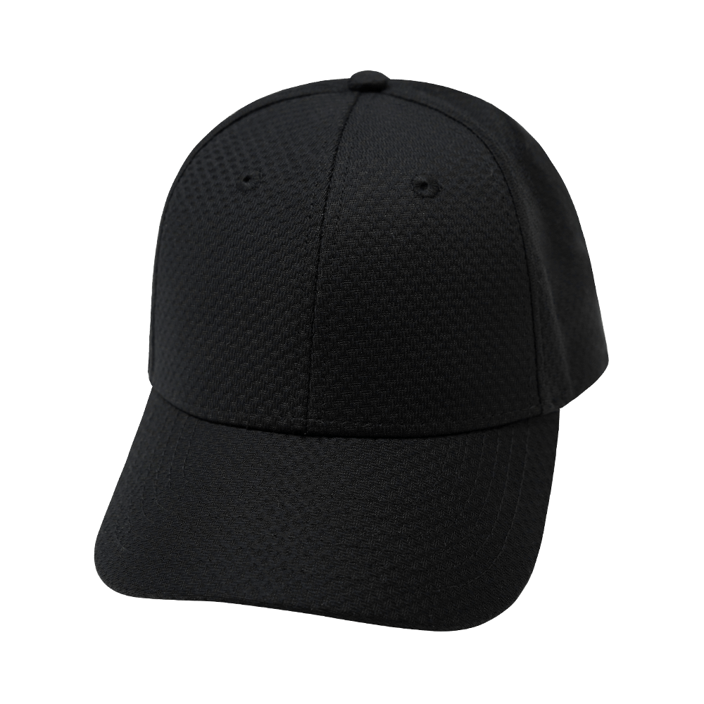 The Heartbeat Brand Blank 6 Panel Hat — AirMesh / Athletic Fit / Black (Unisex) — main product shot