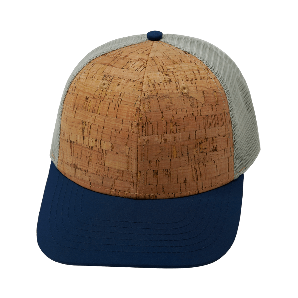 The Heartbeat Brand Blank 6 Panel Hat — Cork Navy / Gray (Unisex) — main product shot