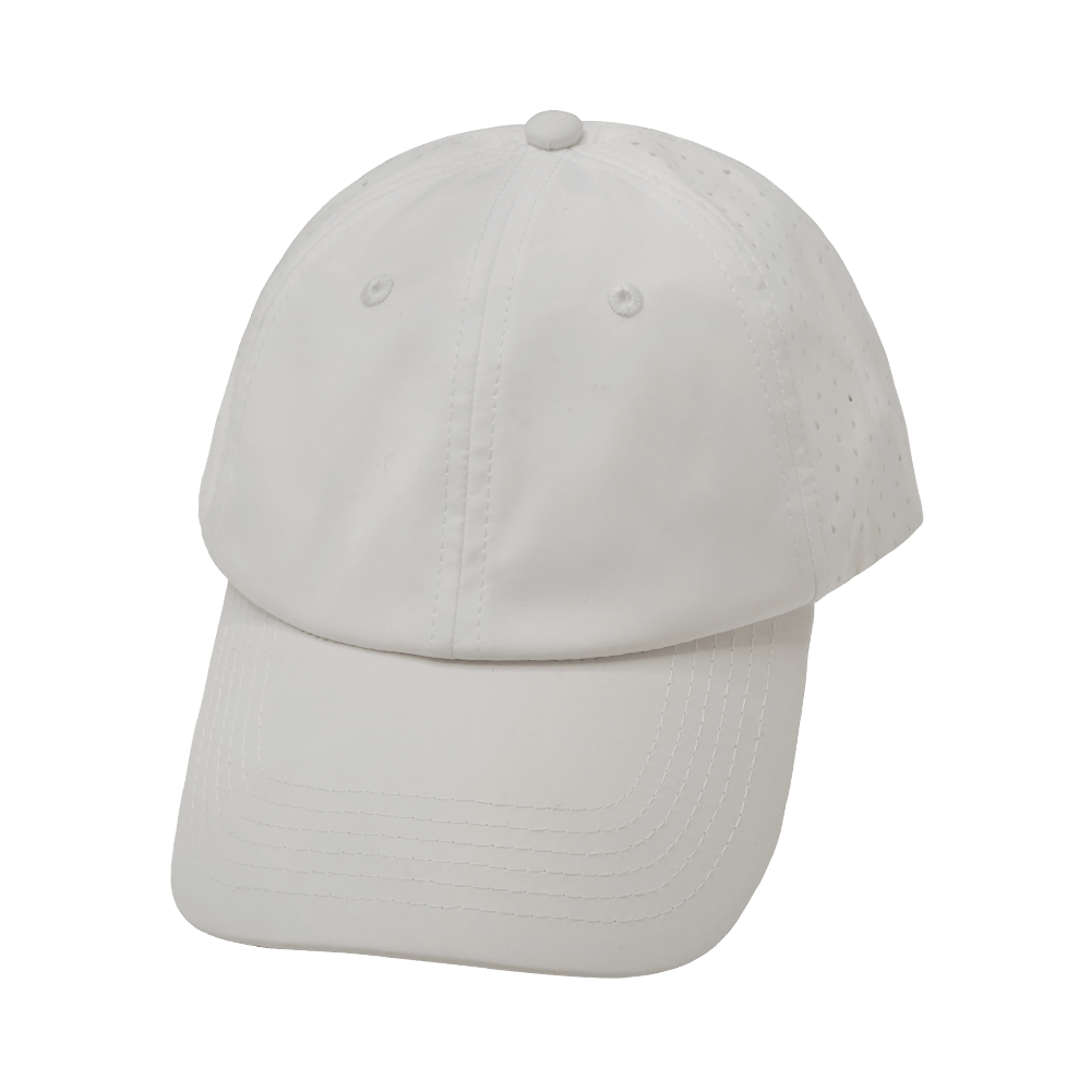 The Heartbeat Brand Blank 6 Panel Hat — Unstructured / Relaxed Fit / Pony Tail / White (Unisex) -… — main product shot