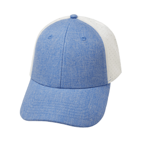 Blank 6 Panel Hat — Shallow Fit / Pony Tail / Light Blue / White (Unisex) -…